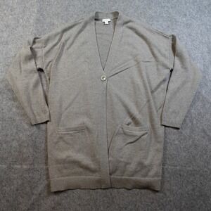 J. Jill Cardigan Womens Large Gray Button Front Tunic Knit Long Sleeve